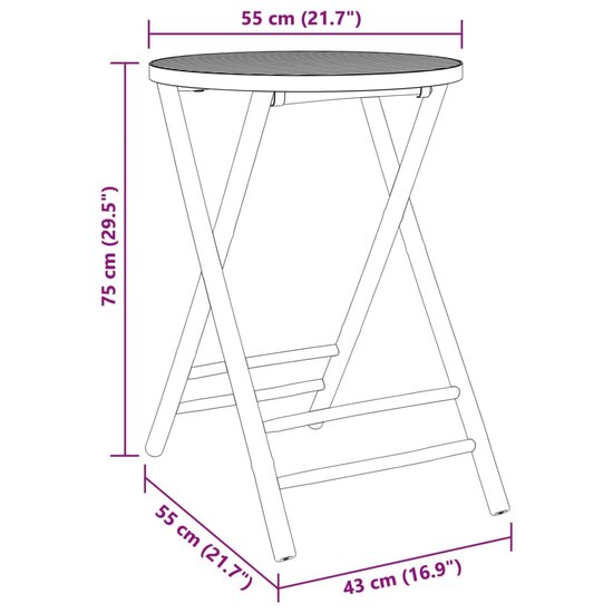 Tuintafel inklapbaar &Oslash; 55x75 cm bamboe 8