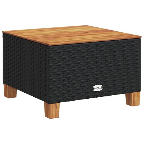 Tuintafel 55x55x36 cm poly rattan en acaciahout zwart 2