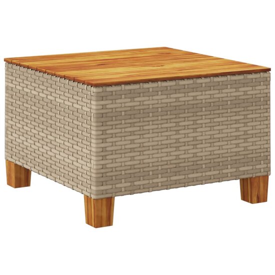 Tuintafel 55x55x36 cm poly rattan en acaciahout beige 6