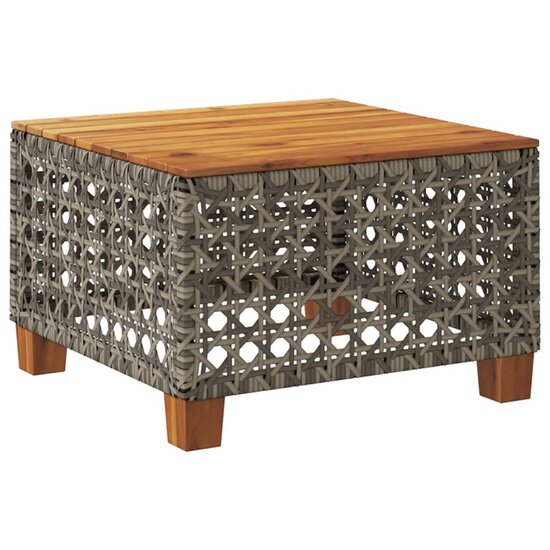 Tuintafel 55x55x36 cm poly rattan en acaciahout grijs 6