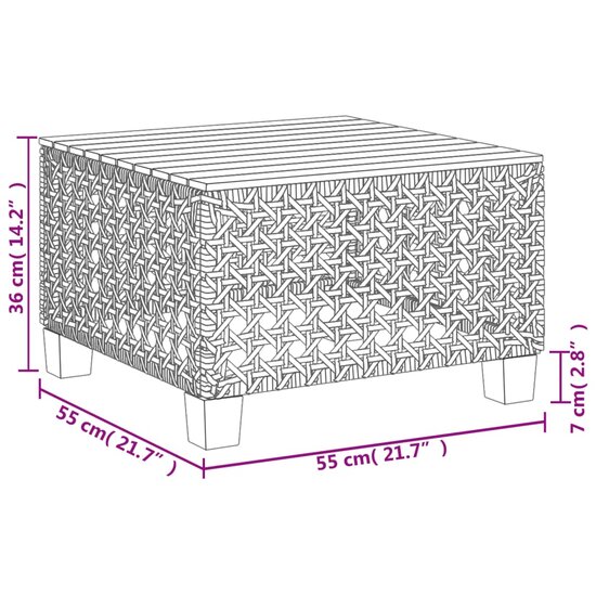 Tuintafel 55x55x36 cm poly rattan en acaciahout grijs 9