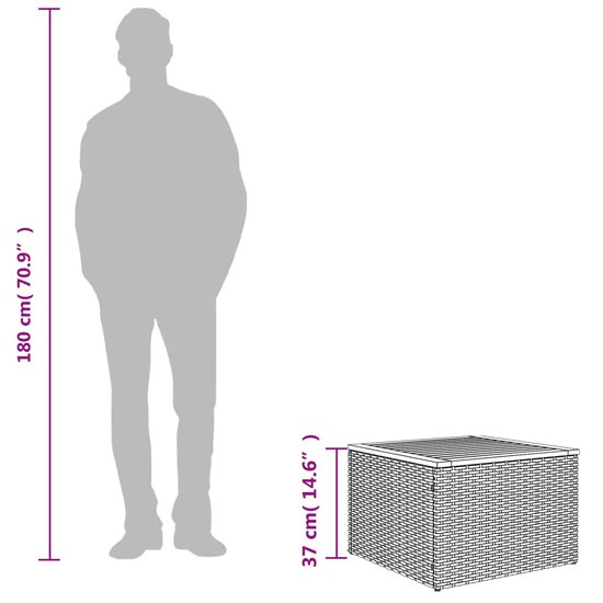 Tuintafel 55x55x37 cm poly rattan en acaciahout zwart 7