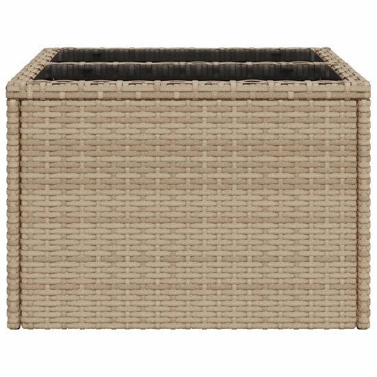 Tuintafel met glazen blad 55x55x37 cm poly rattan beige 5