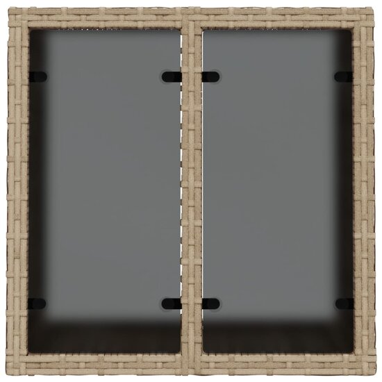 Tuintafel met glazen blad 55x55x37 cm poly rattan beige 7