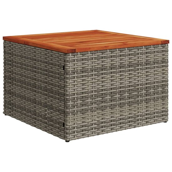 Tuintafel 55x55x37 cm poly rattan en acaciahout grijs 2