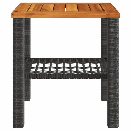 Tuintafel 40x40x42 cm poly rattan en acaciahout zwart 5