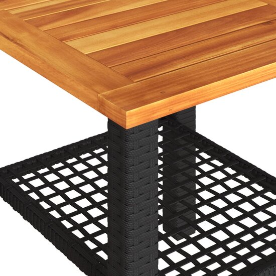 Tuintafel 40x40x42 cm poly rattan en acaciahout zwart 8