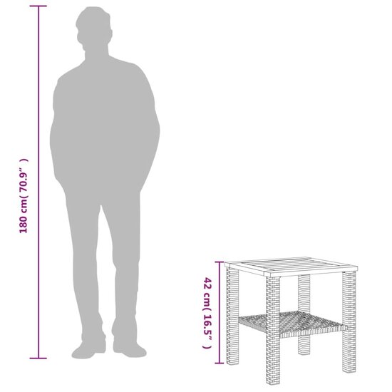 Tuintafel 40x40x42 cm poly rattan en acaciahout zwart 9