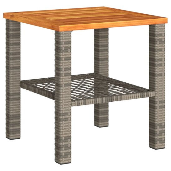 Tuintafel 40x40x42 cm poly rattan en acaciahout grijs 2