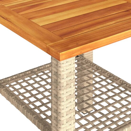 Tuintafel 40x40x42 cm poly rattan en acaciahout beige 8