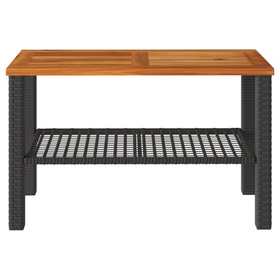 Tuintafel 70x38x42 cm poly rattan en acaciahout zwart 4