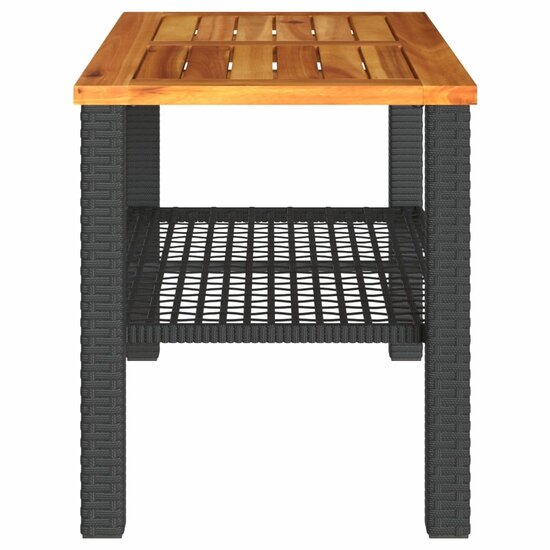 Tuintafel 70x38x42 cm poly rattan en acaciahout zwart 5