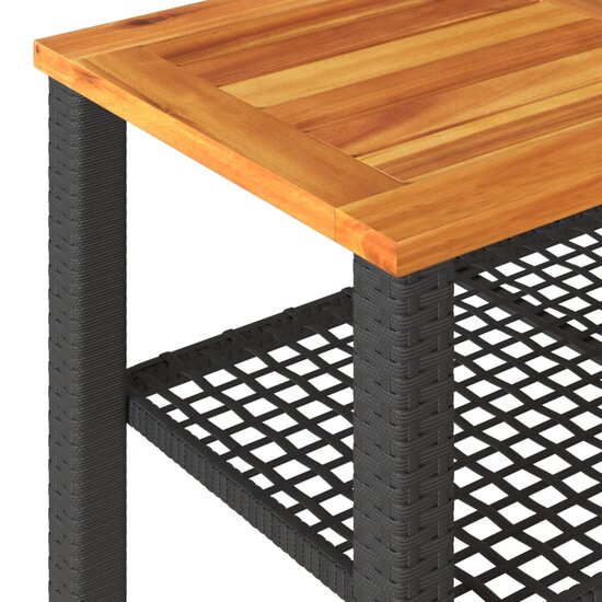 Tuintafel 70x38x42 cm poly rattan en acaciahout zwart 7