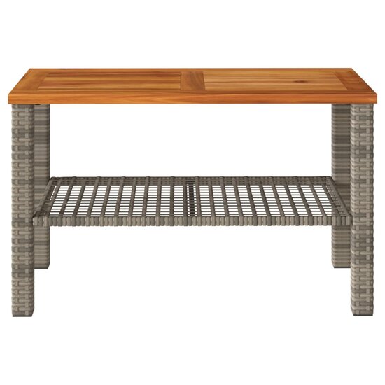 Tuintafel 70x38x42 cm poly rattan en acaciahout grijs 4