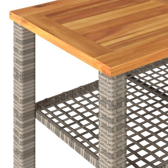 Tuintafel 70x38x42 cm poly rattan en acaciahout grijs 7