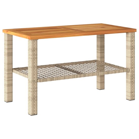 Tuintafel 70x38x42 cm poly rattan en acaciahout beige 2