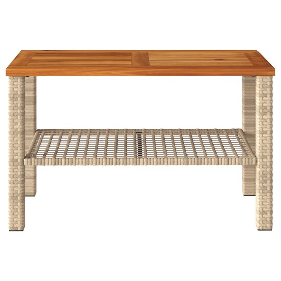 Tuintafel 70x38x42 cm poly rattan en acaciahout beige 4