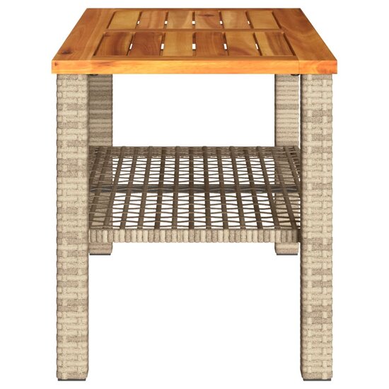 Tuintafel 70x38x42 cm poly rattan en acaciahout beige 5