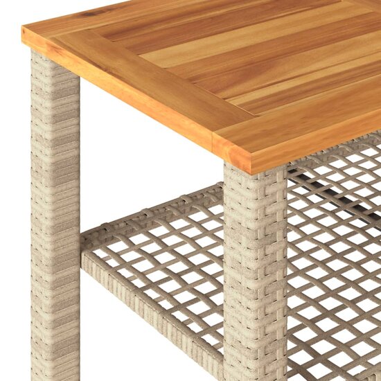 Tuintafel 70x38x42 cm poly rattan en acaciahout beige 7