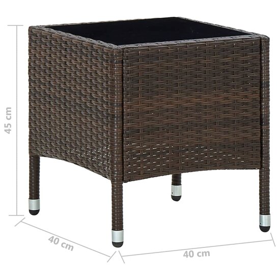 Tuintafel 40x40x45 cm poly rattan bruin 5