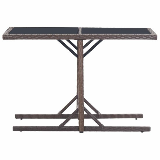 Tuintafel 110x53x72 cm glas en poly rattan bruin 2