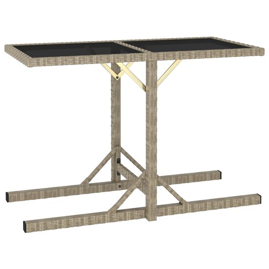 Tuintafel 110x53x72 cm glas en poly rattan beige 1