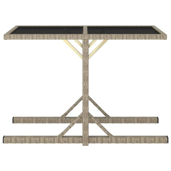 Tuintafel 110x53x72 cm glas en poly rattan beige 2