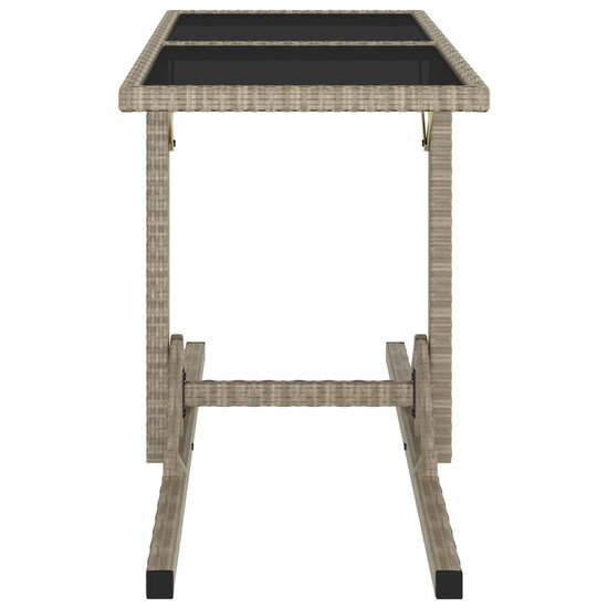 Tuintafel 110x53x72 cm glas en poly rattan beige 3