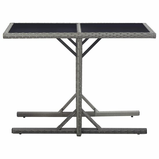 Tuintafel 110x53x72 cm glas en poly rattan antraciet 2