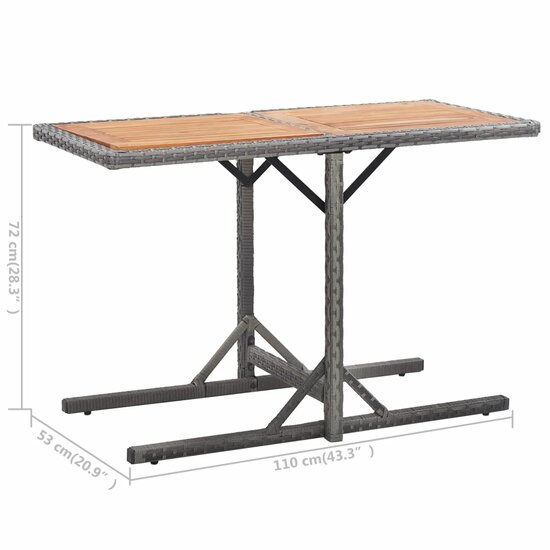 Tuintafel poly rattan en massief acaciahout antraciet 5