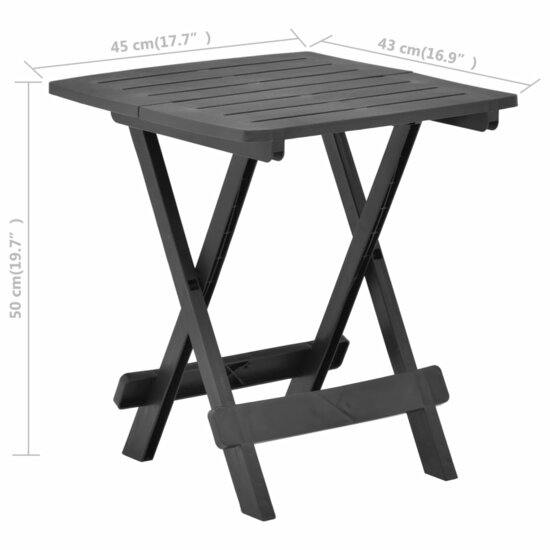 Tuintafel inklapbaar 45x43x50 cm kunststof antraciet  7