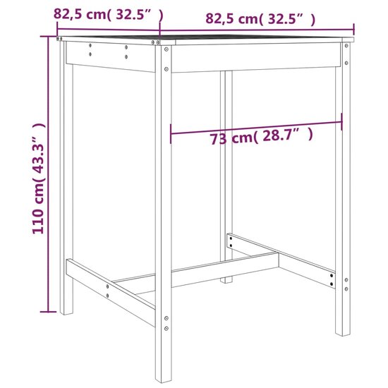 Tuintafel 82,5x82,5x110 cm massief douglashout 7