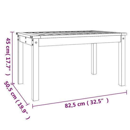 Tuintafel 82,5x50,5x45 cm massief grenenhout wit 8