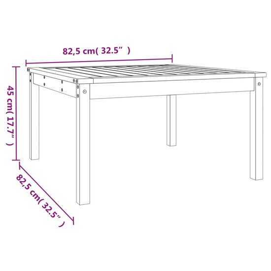 Tuintafel 82,5x82,5x45 cm massief grenenhout 8