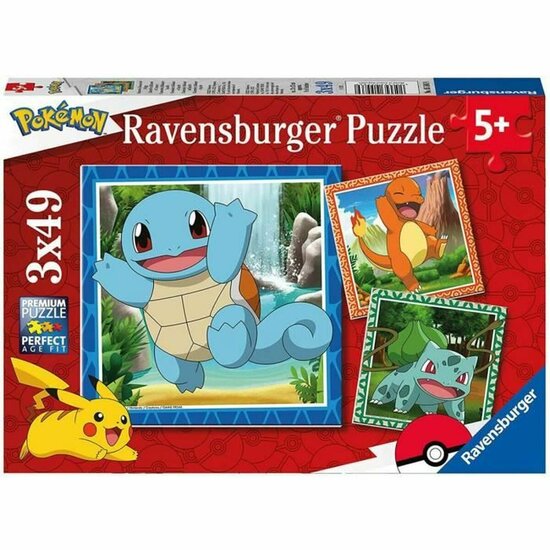 Set van 3 Puzzels Pok&eacute;mon Ravensburger 05586 Bulbasaur, Charmander &amp; Squirtle 147 Onderdelen 1