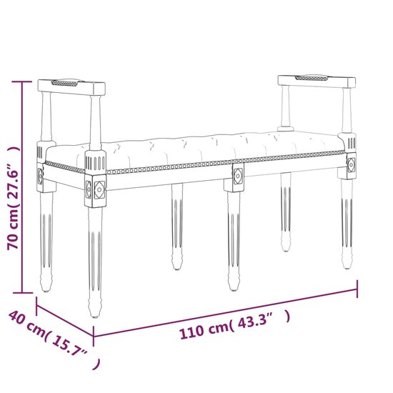 Bankje 110x40x70 cm stof donkergrijs 7