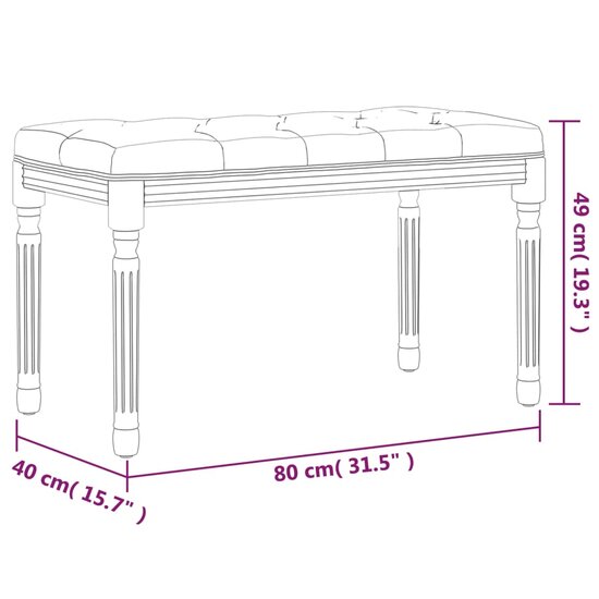 Bankje 80x40x49 cm stof donkergrijs 7