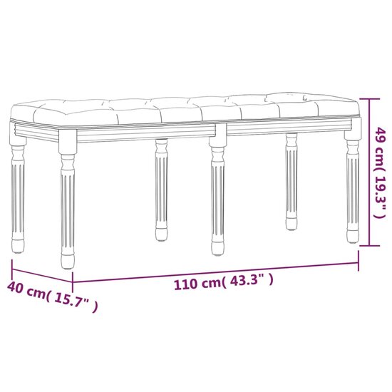 Bankje 110x40x49 cm fluweel donkergrijs 7