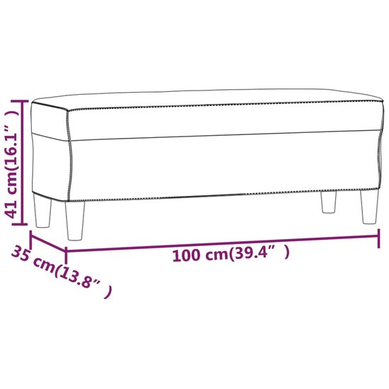 Bankje 100x35x41 cm stof cr&egrave;mekleurig 7