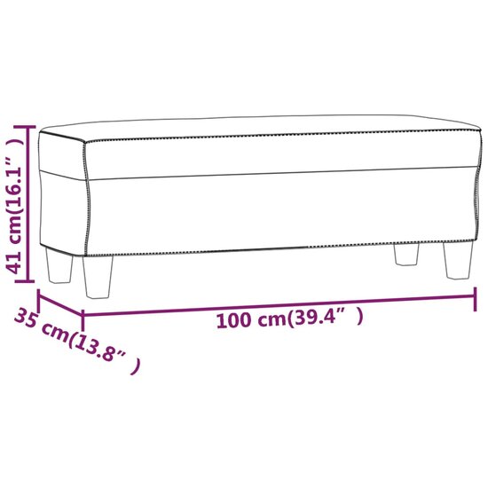 Bankje 100x35x41 cm kunstleer bruin 7