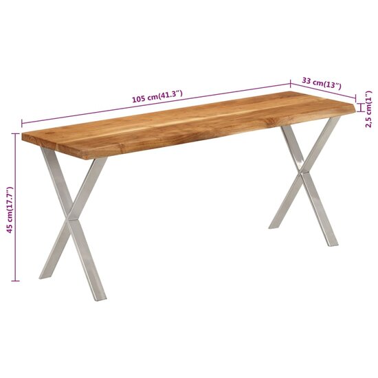 Bankje met natuurlijke rand 105 cm massief acaciahout 8