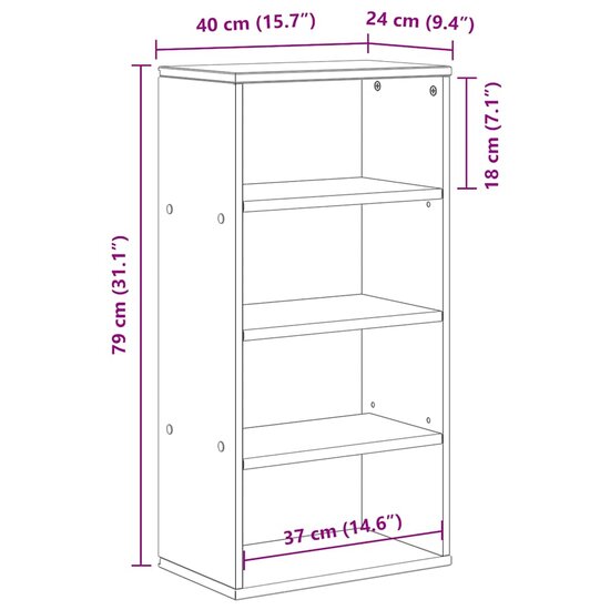 Bijzetkast ODDA 40x24x79 cm massief grenenhout 9