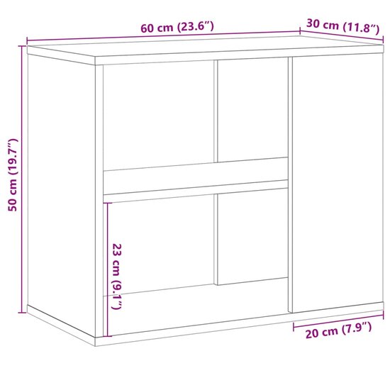 Bijzetkast 60x30x50 cm bewerkt hout oud houtkleurig 9