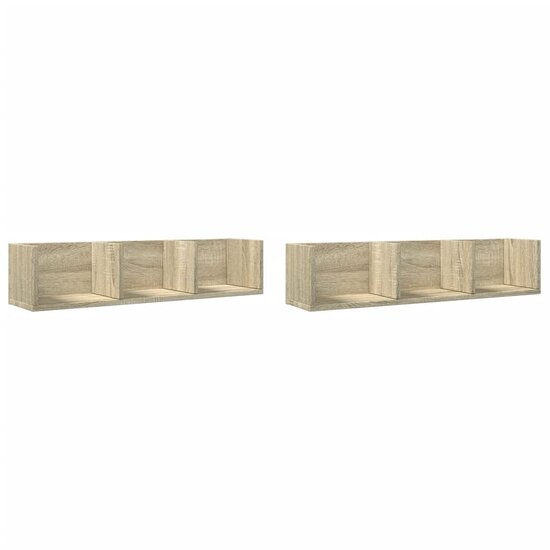 Wandkasten 2 st 75x18x16,5 cm bewerkt hout sonoma eikenkleurig 2