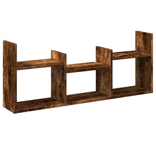 Wandkast 100x18x40 cm bewerkt hout gerookt eikenkleurig 2