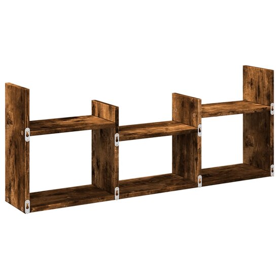 Wandkast 100x18x40 cm bewerkt hout gerookt eikenkleurig 6