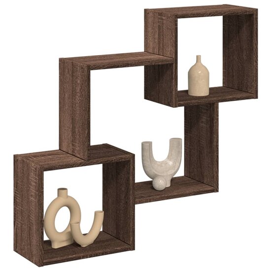 Wandkast 78x18x71 cm bewerkt hout bruin eikenkleur 1