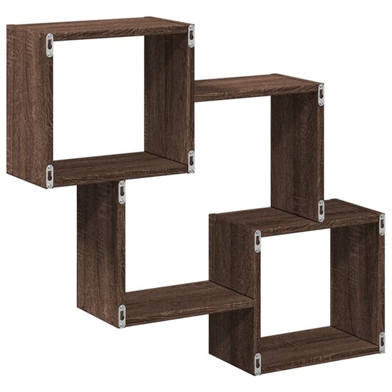 Wandkast 78x18x71 cm bewerkt hout bruin eikenkleur 6