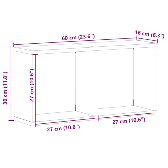 Wandkast 60x16x30 cm bewerkt hout sonoma eikenkleurig 9