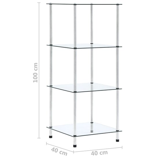 Kastje 4-laags 40x40x100 cm gehard glas transparant 5